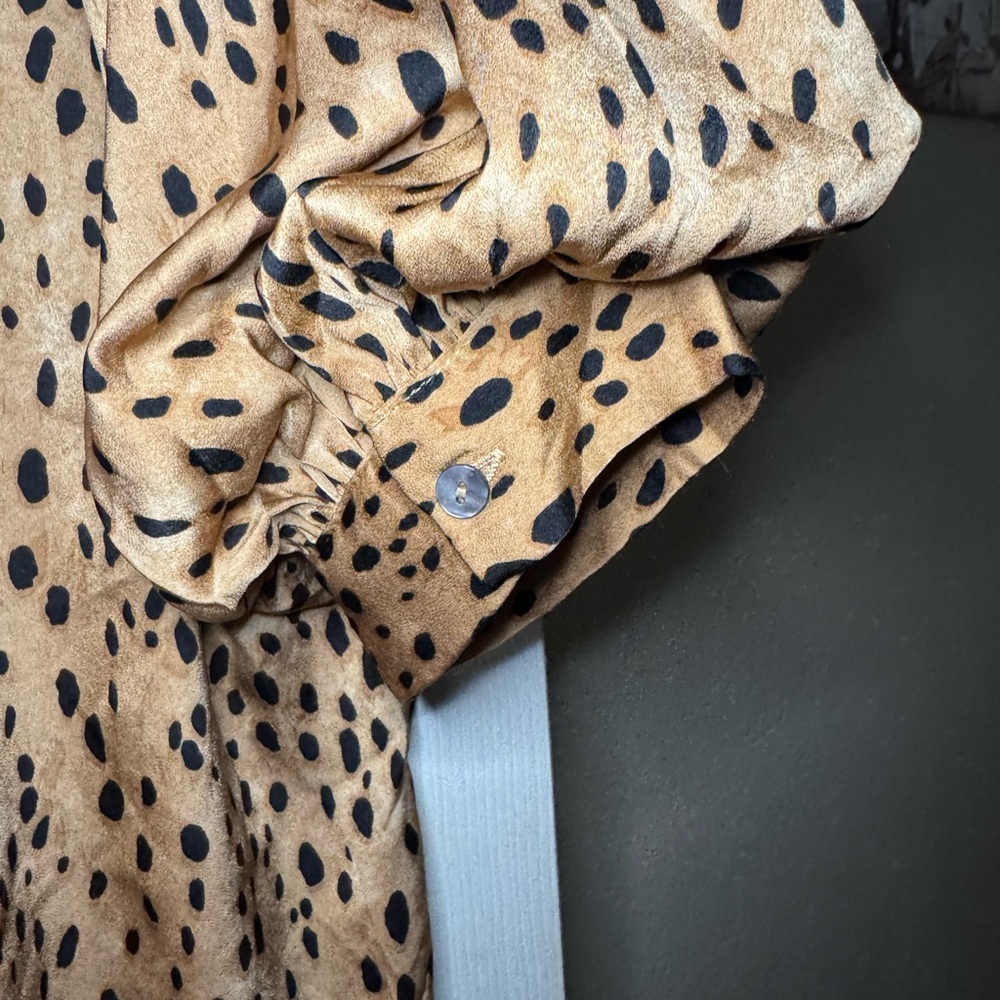 Oddi Gold Animal Print Button Front Blouse - Picture 6 of 8
